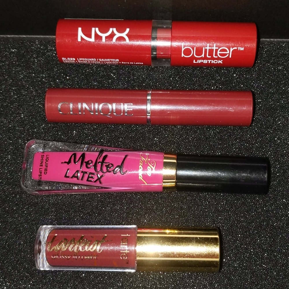 Lot of lipstick and lip glosses